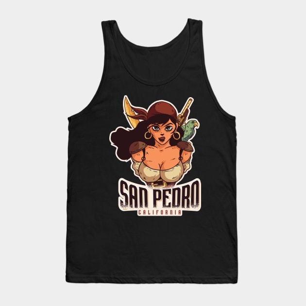 San Pedro California Pirate Girl Tank Top by madeinchorley